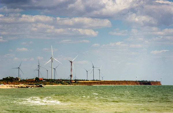 Windmills Electric Power Production Botievo Wind Farm Azov Sea Ukraine — Stock Photo, Image