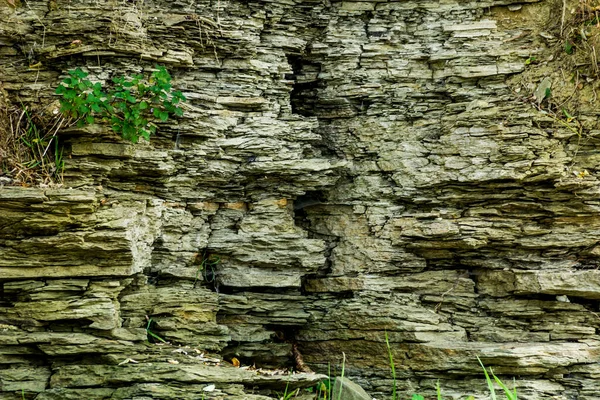 Textura Primer Plano Una Roca Capas Ásperas Bahía Bakota Embalse —  Fotos de Stock