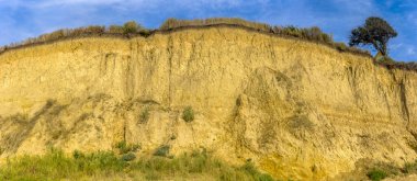 Sanzhijka, Odessa bölgesi, Ukrayna 'daki Karadeniz sahilindeki kumtaşı kayalıkları.