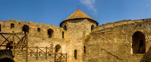 Ściana Wieża Średniowiecznej Twierdzy Akkerman Bilhorod Dnistrovsky Obwód Odeski Ukraina — Zdjęcie stockowe