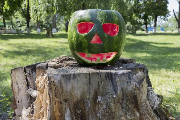 Halloweens vannmelon – stockfoto