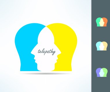 Telepathy people idea. Telepath person head icon. Telepathic brain ability concept clipart