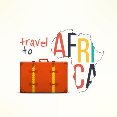 Aftica kavramı için seyahat. Afrika seyahat etmek arka plan. Bavul seyahat ile Afrika harita