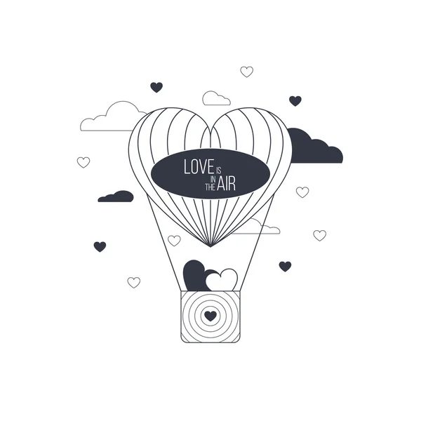 Love is in the air concept. Heart shaped balloon. Light happy loving idea — Stock Vector