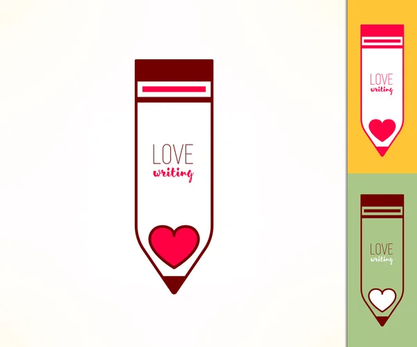 A escrever passatempo. Adoro escrever o conceito. Ícone de lápis com coração — Vetor de Stock