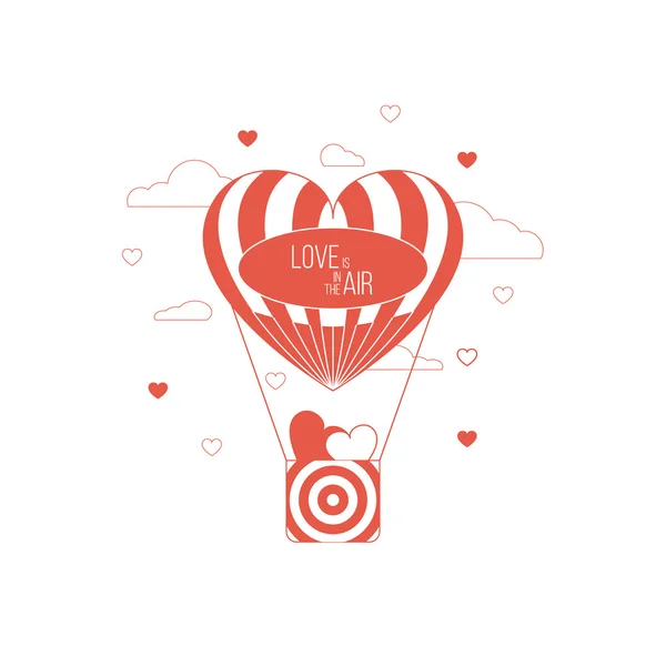 爱是在空气概念。心形气球。红色的快乐爱心理念 — 图库矢量图片