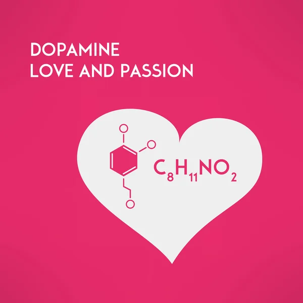 Amor química concepto de pasión. Dopamina. Vector — Vector de stock