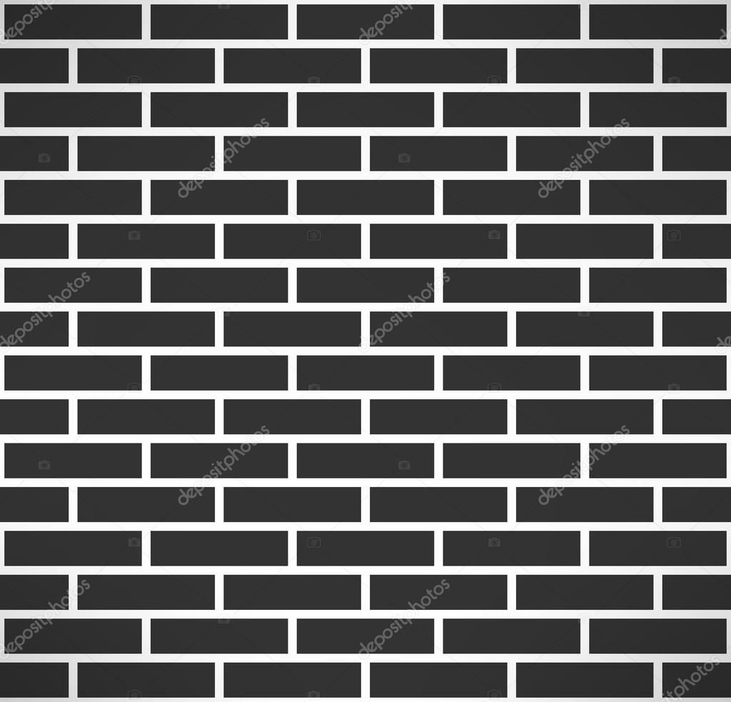Black brick wall seamless pattern. Vector