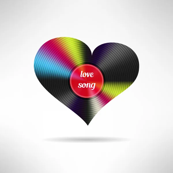 Coeur en vinyle. Concept de chanson d'amour. Illustration vectorielle — Image vectorielle