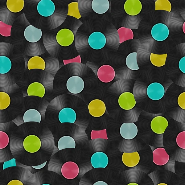 Vinil diskler seamless modeli. Nignt parti el ilanı dekorasyon öğesi. Vektör çizim