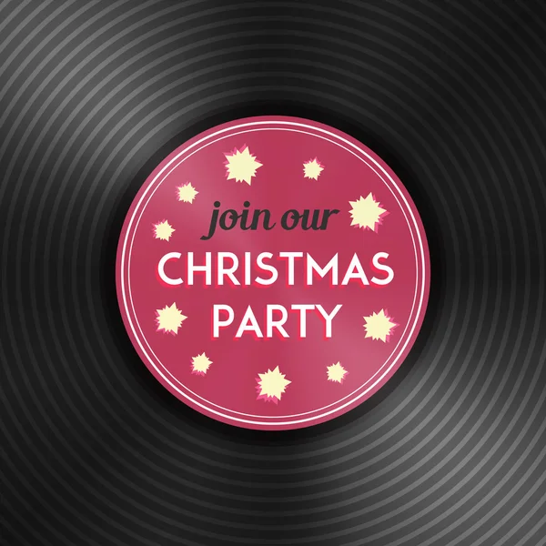 Noel partisi ilanı ile vinil plak yuvarlak yüzey üstünde o. Yeni yıl kutlama daveti. Vektör çizim