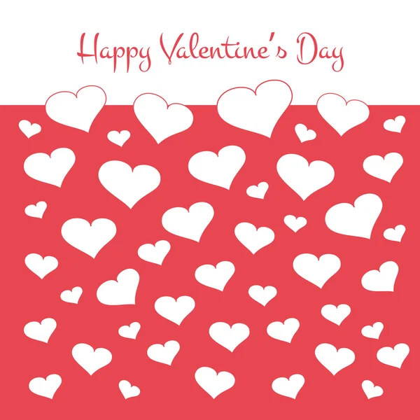 Einfache Valentinskarte mit weißen Herzen auf rotem Hintergrund. Vektorillustration — Stockvektor