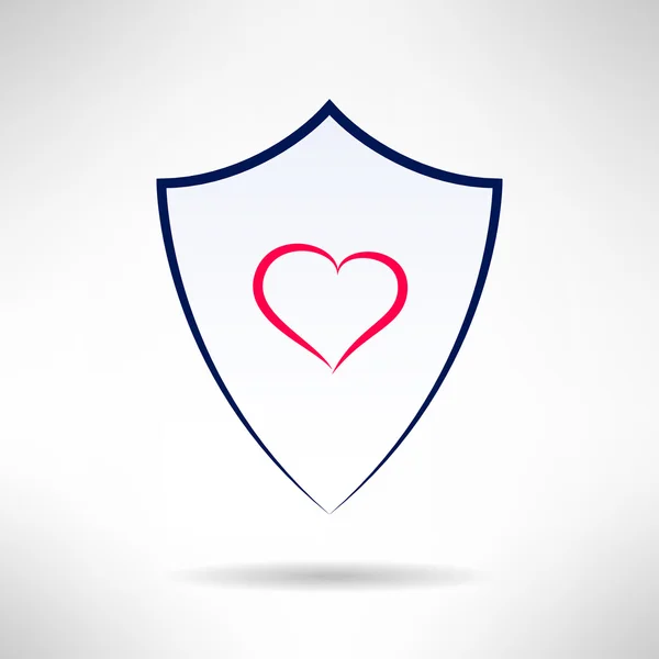 Coeur et amour simple icône de bouclier. Vecteur — Image vectorielle