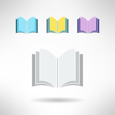Basit kitap simgeler kümesi. Defter işareti. Öğrenme ve Kütüphane kavramı. Vektör