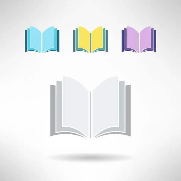簡単な本のアイコンのセットです。ノートブックの標識です。学習と図書館のコンセプトです。ベクトル — ストックベクタ