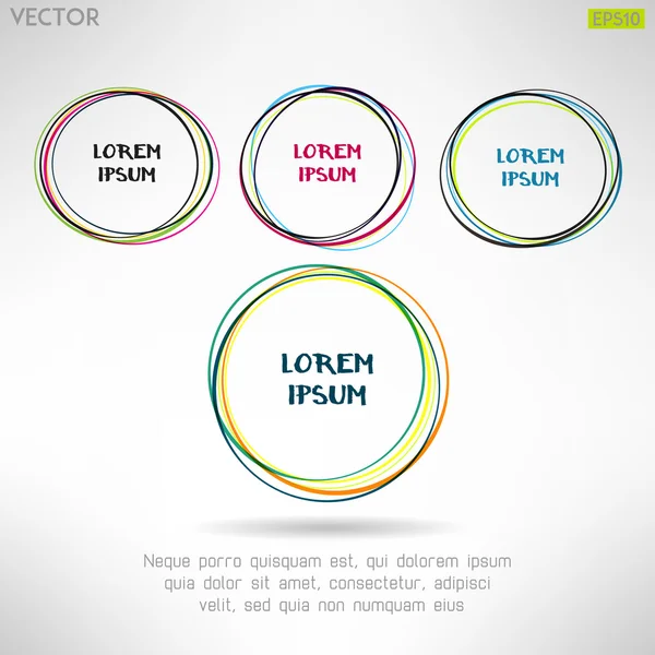 Abstrakt penna ritade cirklar symbol med copespace. Lämplig för web banners och andra textelement ram. Vektor — Stock vektor