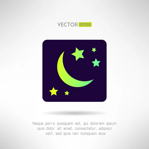 Bulan sabit dan bintang ikon. Tanda malam langit. Ilustrasi vektor - Stok Vektor