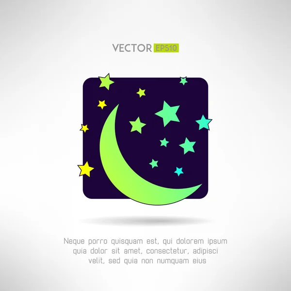 Moon crescent och stjärnor ikon. Night sky tecken. Vektor illustration — Stock vektor