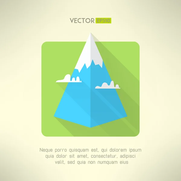 Berg pictogram met wolken gemaakt in modern plat design met lange schaduwen. Winter seizoen toerisme concept. Vectorillustratie — Stockvector