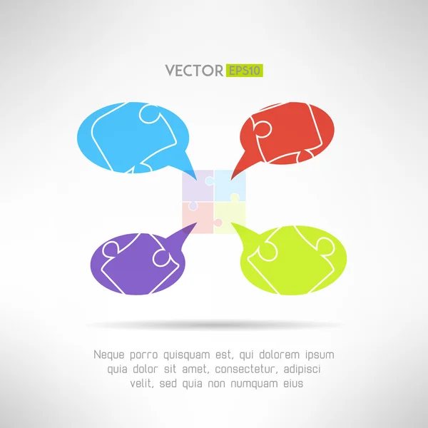 Puzzle plantilla de comunicación de chat para infografías. Concepto de trabajo en equipo. Ilustración vectorial — Vector de stock