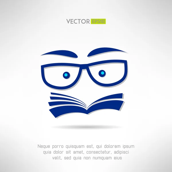 Boek gezicht met glazen pictogram. Leren en lezen concept. Vectorillustratie — Stockvector