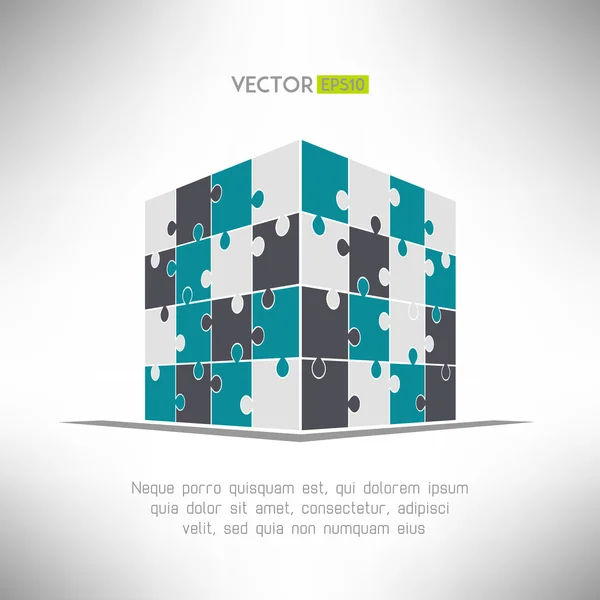 Puzzle cubo en pespective. Concepto de construcción de edificios. Ilustración vectorial — Vector de stock