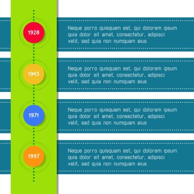 Zaman çizelgesi şablonu Infographic iş sunumları, raporları, istatistik düzen için uygun. Vektör çizim