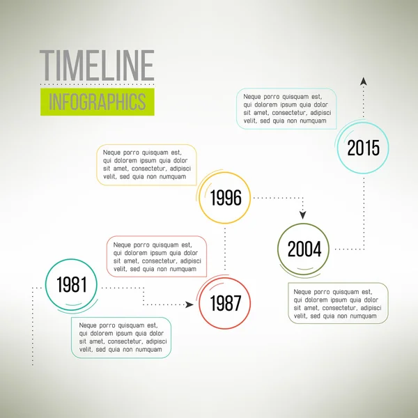 Timeline-Vorlage-Infografik für Geschäftspräsentationen, Berichte, statistisches Layout. Vektorillustration — Stockvektor