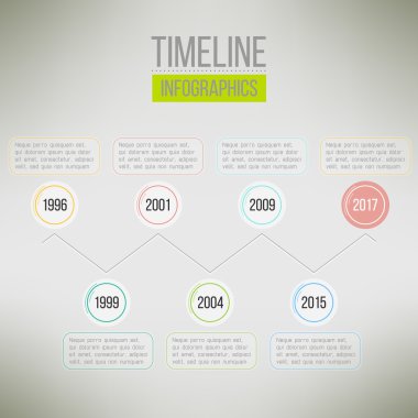 Zaman çizelgesi şablonu Infographic iş sunumları, raporları, istatistik düzen için uygun. Vektör çizim