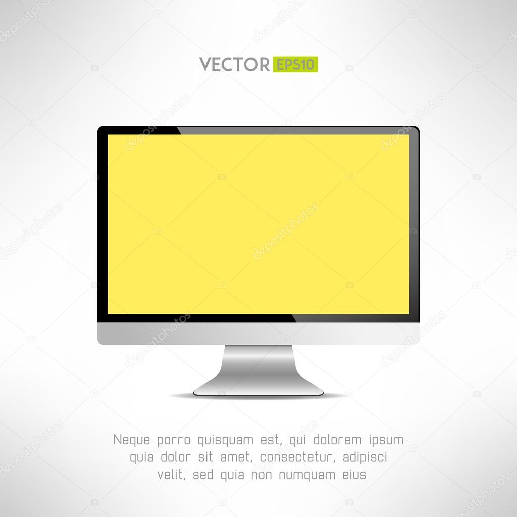 Realictic lcd monitor computer display. Tv screen. Vector illustration