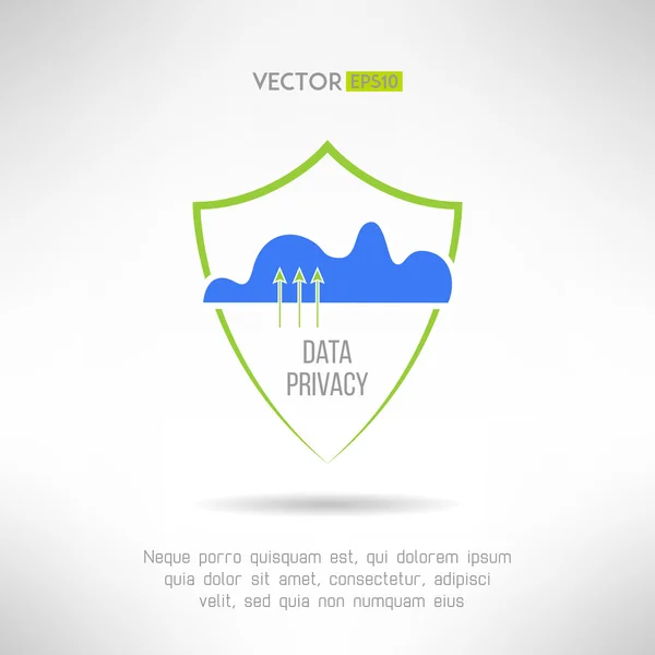Seguridad informática en la nube. Concepto de protección de datos. Ilustración vectorial — Vector de stock