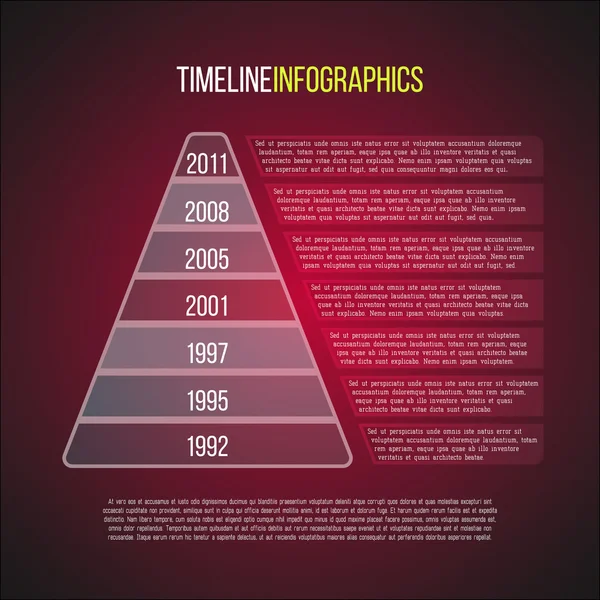 Infografía de plantilla de línea de tiempo triangular adecuada para presentaciones de negocios, informes, diseño estadístico. Ilustración vectorial — Vector de stock