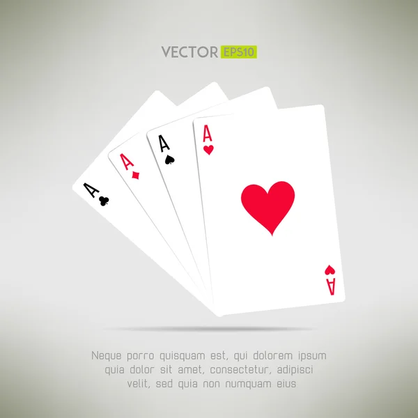 Vier Azen hand samenstelling in realistische en schone design. Kaart spellen sjabloon. Vectorillustratie — Stockvector