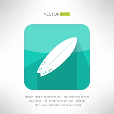 Surfboards icon in modern simple flat design. Surfing board with long shadow. Vector clipart