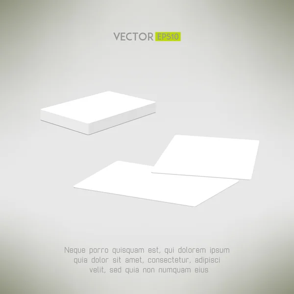 Pilha de cartões de visita em branco e dois cartões únicos. Cartão de visita mock up. Ilustração vetorial . — Vetor de Stock