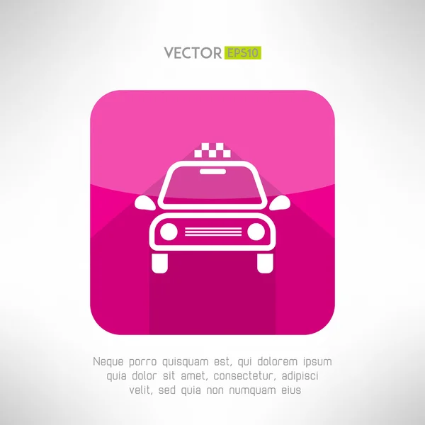 タクシー タクシー アイコン moder クリーンでシンプルなフラット デザイン。長い影と車の記号です。ベクトル図. — ストックベクタ