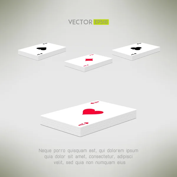 Jeu de cartes avec as sur le dessus dans un design réaliste et propre. Composition du point de vue carte. Illustration vectorielle — Image vectorielle