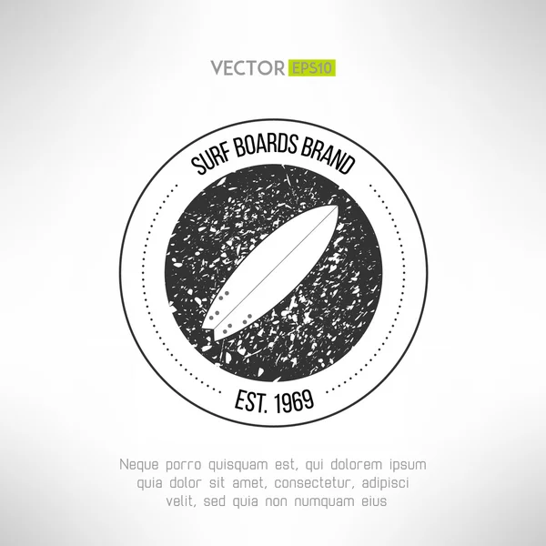 Surfboard label logo made in modern grunge vintage design. T-shirt print. Surfing banner. Vector illustration — Stock Vector