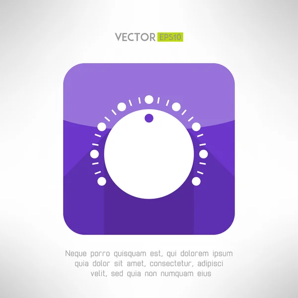 Pomo de volumen brillante en diseño plano moderno limpio y sencillo. Elemento de control de sonido con sombra larga. Ilustración vectorial — Vector de stock