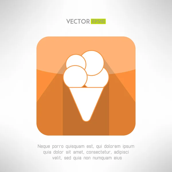 Eis-Ikone im sauberen und einfachen flachen Design. Dessertschild mit langem Schatten. Vektorillustration. — Stockvektor