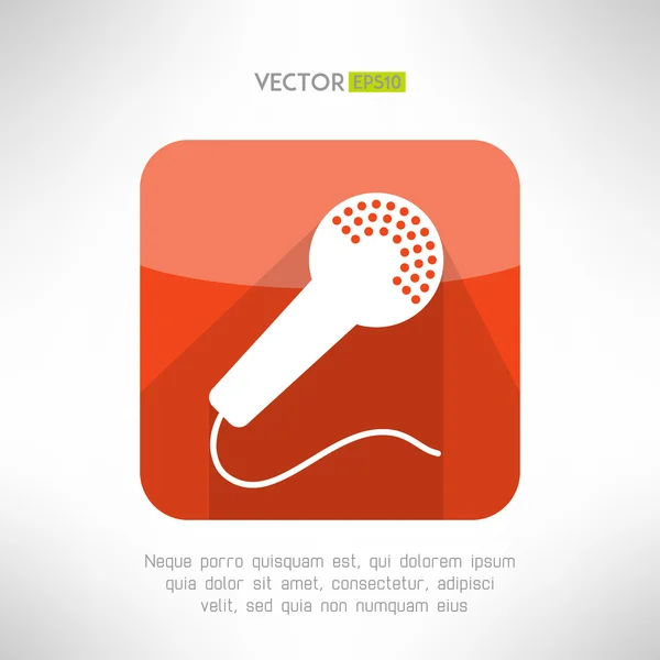 Microfoon pictogram in moderne platte ontwerp. Schoon en eenvoudig mic ondertekenen met lange schaduw. Vectorillustratie. — Stockvector