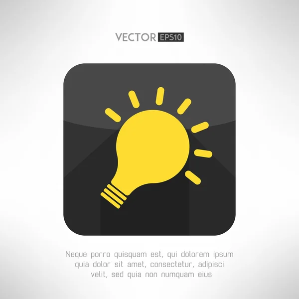 Light bulb pictogram in moderne platte ontwerp. Creativiteit en idee ondertekenen met lange schaduw. Vectorillustratie. — Stockvector