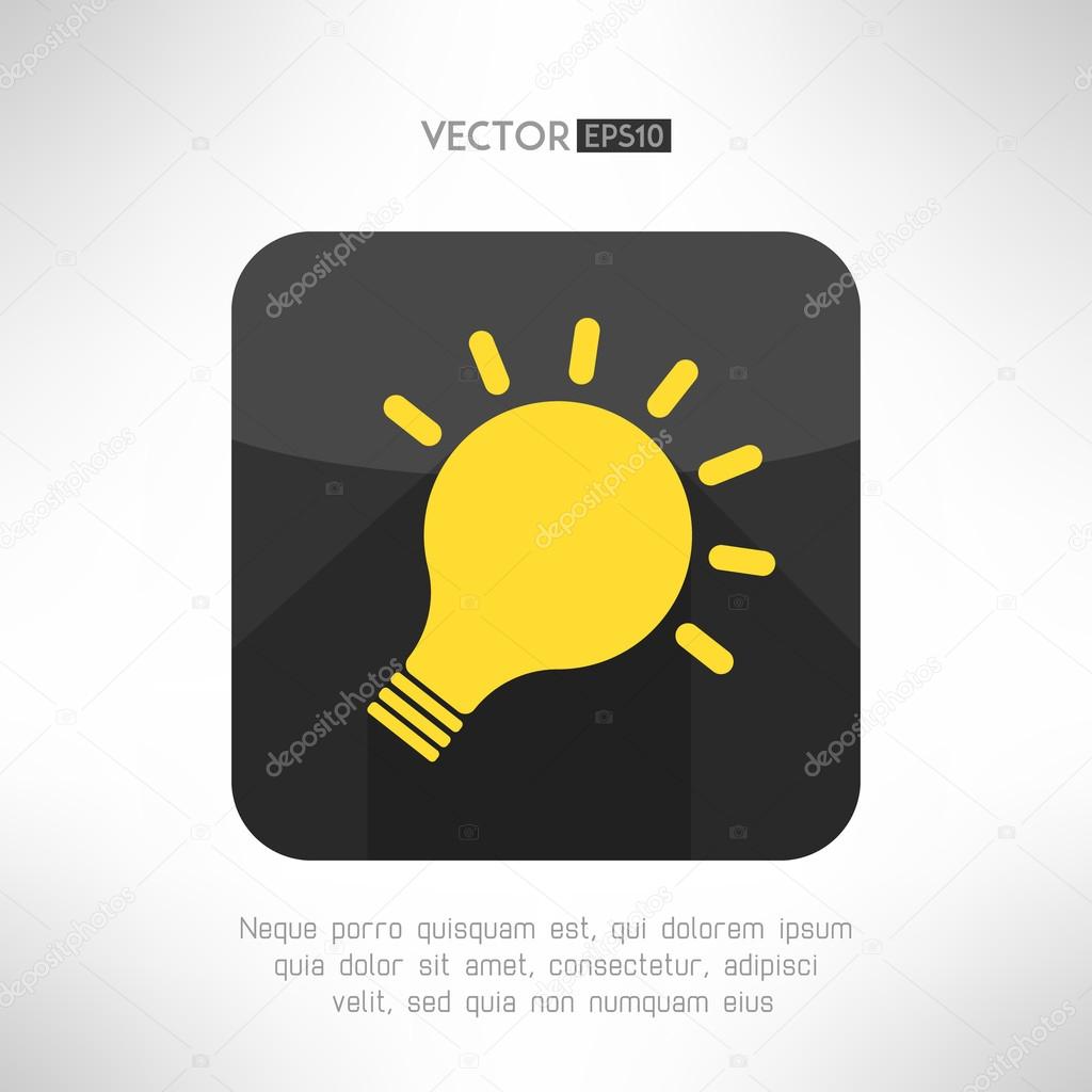 Light bulb icon in modern flat design. Creativity and idea sign with long shadow. Vector illustration.