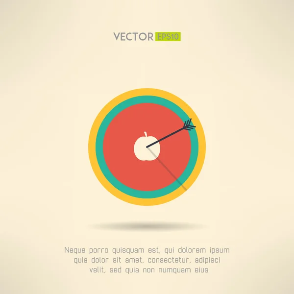 Ronde targetbord met pijl in het midden van apple. Succes en nauwkeurigheid concept. Vectorillustratie. — Stockvector