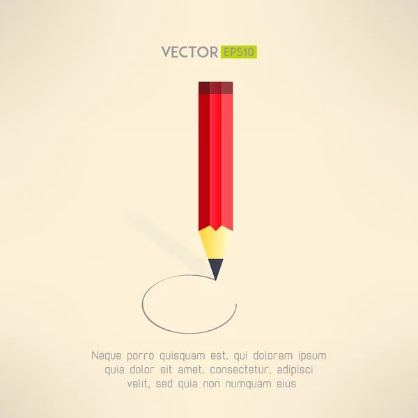 Rood potlood tekenen van een cirkel-lijn. Illustraties concept. Opleiding. Vectorillustratie. — Stockvector