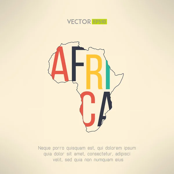 Afrique continent contour avec texte à l'intérieur. Élément infographique et voyage. Les lettres ne sont pas coupées et faciles à déplacer. Illustration vectorielle . — Image vectorielle