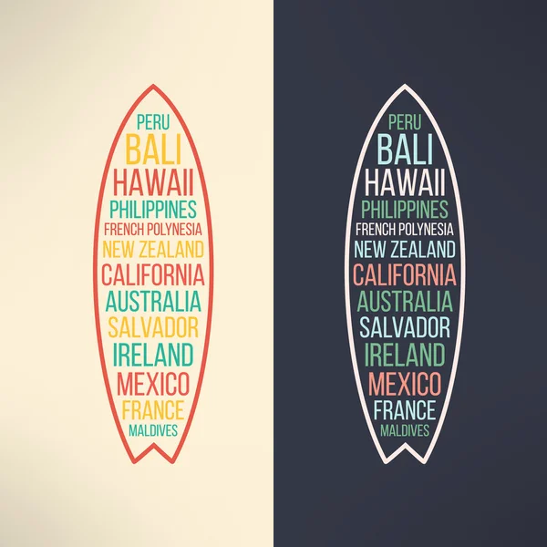 Vektör sörf tipografi dünyanın sörf. Tişört sörf tahtası grafik tasarım. İlham verici spor ve seyahat arka plan