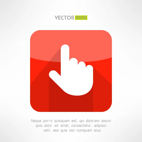 Vinger aanwijzer in moderne platte ontwerp. Klik op de knop met lange schaduw. Kiezen en interactie concept. Vectorillustratie. — Stockvector