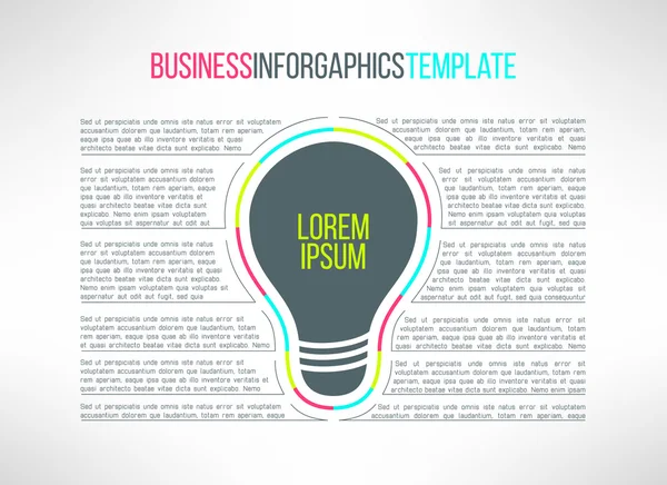 Business infographic sjabloon met een lamp — Stockvector