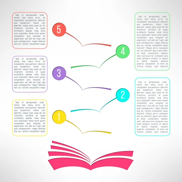 Livro com etapas de processo de negócios —  Vetores de Stock